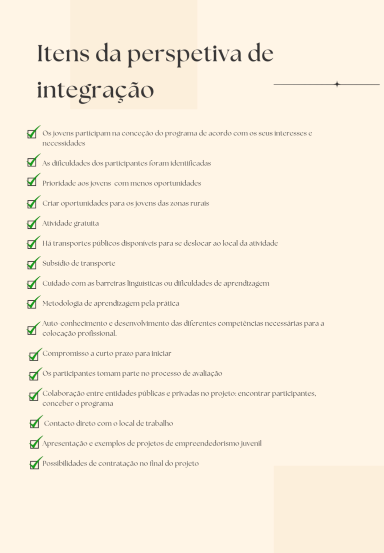 Itens da perspetiva de integração
